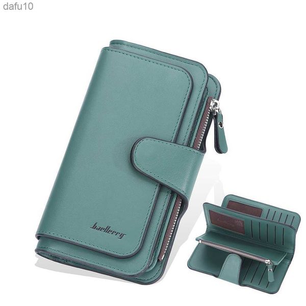 Baellerry 2022, billeteras para mujer, tarjetero largo de cuero con varias puntas, monedero para hombre con compartimento oculto, billetera para teléfono con cremallera para mujer L230704