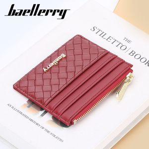 Baellerry Mini carteras para mujer, carteras para tarjetas, cremallera fina, tejido de cuero PU, calidad superior, moda femenina, monedero, tarjetero