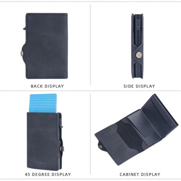 Baellerry New Mini Rfid Men Carte portefeuilles Nom Gravure Gravure Bourses Mâles Simple Slim Card Holders Brand Mentip Men's Popup Wallet