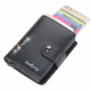 Baellry New RFID Card Holder courte des portefeuilles Men Nom Gravé Brave Male Purse Luxury Pu Leather Small Men's Popup Wallet X4VV #