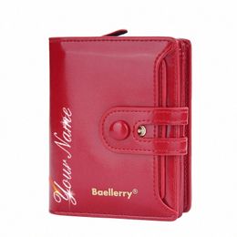 billeteras de las mujeres Baellerry Nombre Grabado Nuevo soporte de tarjetas cortas Capallera Femenina Femenina Monedas Clásicas Pocket Wallet Mey Clips B748#