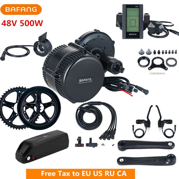 Bafang 8fun 48V 500W BBS02B Kits de motor de accionamiento de manivela media con batería de litio 17AH C961 C965 Piezas de conversión de bicicleta eléctrica