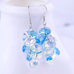 Baffinekristallen uit Swarovski boho kwast kleurrijke kralen drop oorbellen voor vrouwen zilveren kleur pendientes partij accessoires