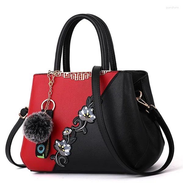 Bolso 2024 Moda Bolso de comercio exterior de mujer Color coreano Contraste Bola de pelo Un hombro Cruz inclinada