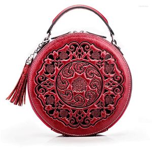 Sac 2024 Round Leather Women's Retro One Sac à main