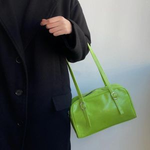 Sac 2024 Spring Summer Fashion Femmes Green Boston Tote Grande capacité Pu Leather Femelle sac à main Dames Daily Casual épaule