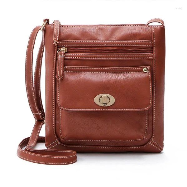 Bolso 2024 Estilo Pu Hombro Cruzado Cuerpo Retro Turnlock Western Square Sling