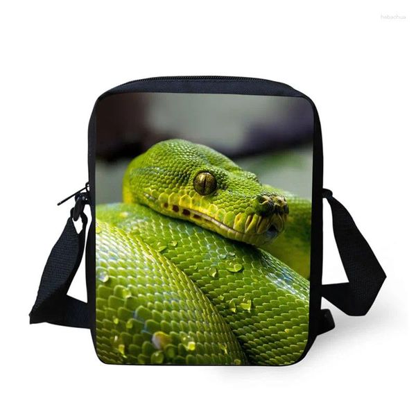 Sac à bandoulière imprimé serpent 3D pour garçons et filles, petits sacs à bandoulière simples pour hommes et femmes, portables, voyage décontracté, Mini