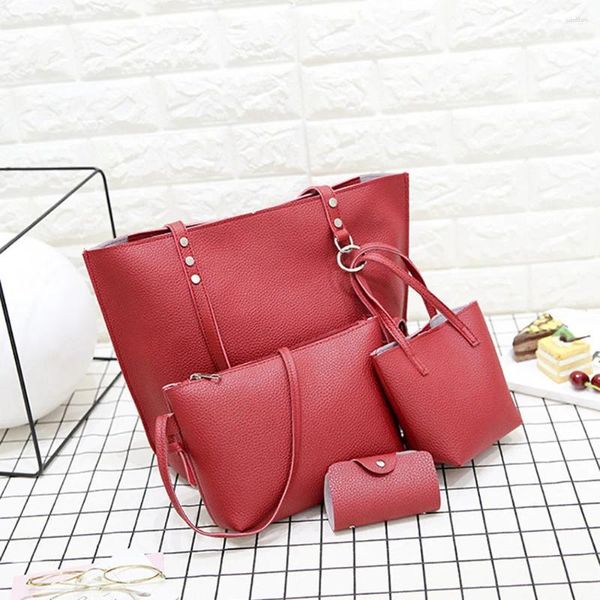 Sac 4pcs Femmes motif en cuir sac à main