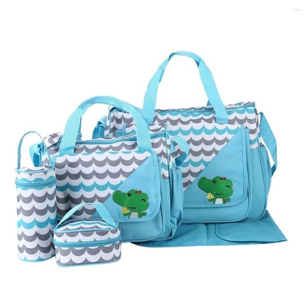 BOLS 5 PC TENDENTES Mujeres Bolsos para el hombro al aire libre Messenger de nylon de la función de nylon gran capacidad de cinco piezas Mommy Bagpper Pipe