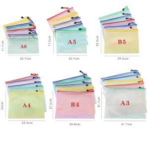 Tas A3 A4 A5 A6 B4 B4 B5 Plastic Folder Bestand Envelop Poly Stationery Opslag Waterdicht Zipper PVC Organizer Bag Documentpapier Office