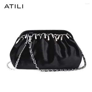 Bag Atli Candy Color Pu Leather Schouder Simple Bags For Women 2024 Small Crossbody Travel Chain Handtassen en Portemonnees