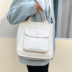 Sac automne velours côtelé pour femmes 2023 Shopper sac à main hiver filles étudiant Bookbag femme toile épaule fourre-tout