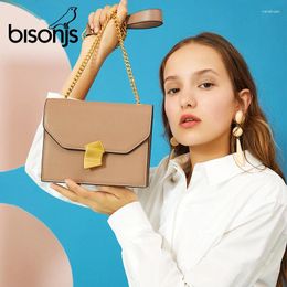Bag BISONJS 2024 Women Luxury Fashion Handbag Qualities Shoulder Messenger Chain Strap Female Crossbody Travel Bags For