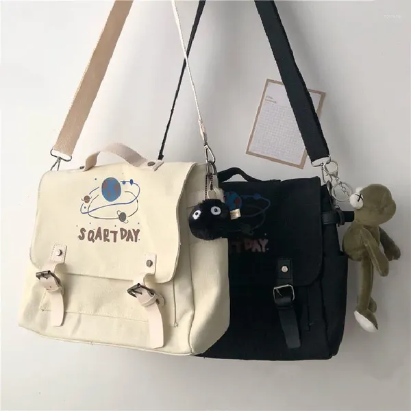 Bolso bandolera de lona para mujer, bolso cruzado para dinero, bolso de estudiante, bolso escolar, bolsos de hombro verticales de Color sólido