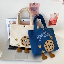 Tas cartoon koekje bento pack handtassen voor vrouwen student meisjes schattige draagbare lunchbox mode canvas dames kleine portemonnee tote