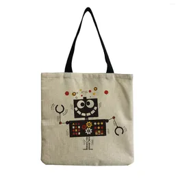 Bolsas de dibujos animados creatividad lindo bolso de bolso Robot impreso Tota de viaje al aire libre paquetes de almacenamiento bolsas de compras de hombros femeninos