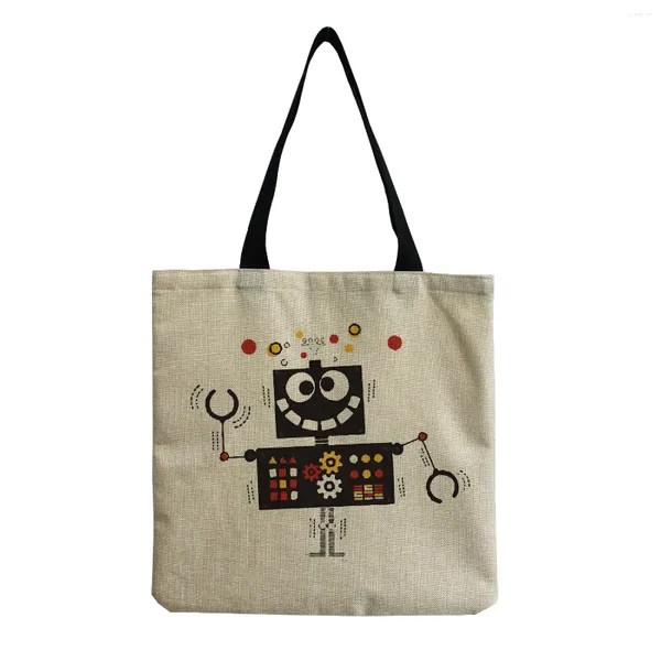 Bag Cartoon Creativity Migne Mandbag Linn Robot Toge imprimé Travel en dehors des sacs de rangement des épaules féminines