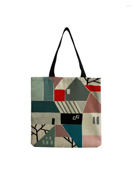 Bolso geometría casual de la casa impresa TOTE de alta capacidad.