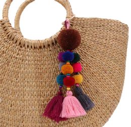 sac de sac de clés de pavage de gland Pompom Course avec charmes miroir pour femmes sac tendance suspendus bijoux colorés1344232