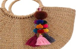 Breloque de sac porte-clés pompon pompon avec miroir breloques pour femmes sac à la mode suspendu bijoux colorés 9402022