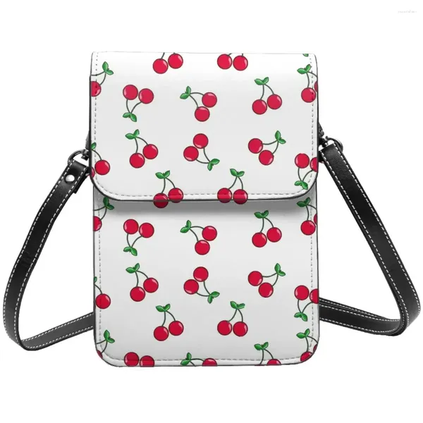 Sac à bandoulière en cuir pour téléphone portable, cerises, fruits rouges, nourriture, mode élégant, Shopping, sacs d'étudiant