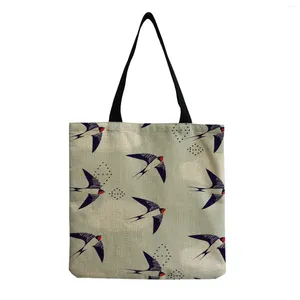 Sac Chines Style Swallow Impression de haute qualité lin faric birds Femme sac à main grande capacité Eco Friendly Shopper All-Match