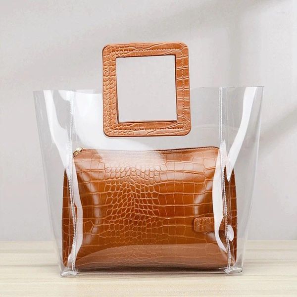 Bolso transparente de PVC, bolsos de hombro para mujer, Color caramelo, bolso de gelatina, bolsos sólidos, bolso principal para mujer