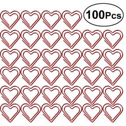 Tas clips 100 stcs Paperclip Love Heart Marking Bookmark Pin Stationery Office Accessories Clip Note Holder Red 230425