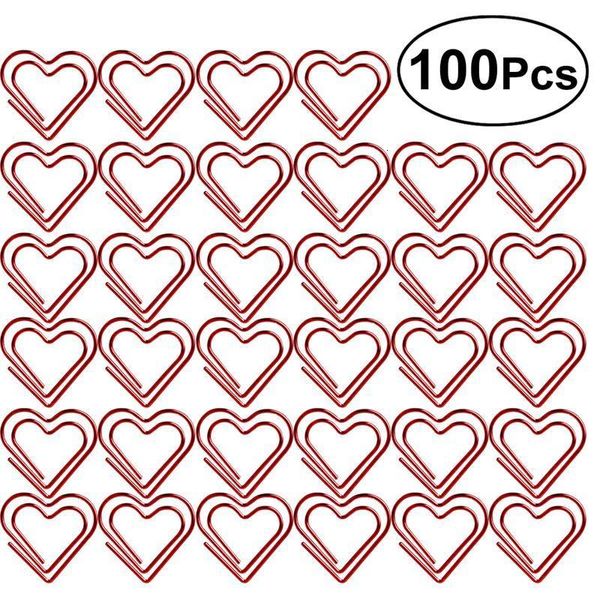 Sac Clips 100 pcs Trombone Amour Coeur Marquage Signet Pin Papeterie Bureau Accessoires Clip Note Titulaire Rouge 230425