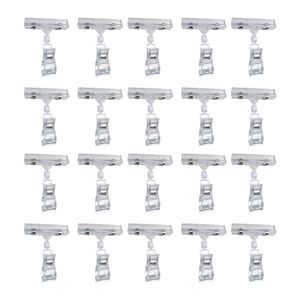 Clips de sac 20pcs Porte-prix Quotidien Double affichage Pratique pour l'économie d'espace au détail Porte-affiche universel Clip Magasin Rotatif Plastique transparent 230425