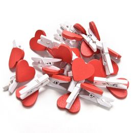 Clips para bolsas, paquete de 20 piezas, Mini corazón, amor, ropa de madera, Pin de clavija de papel Po, pinza para ropa, postal artesanal, decoración de boda para el hogar 230607