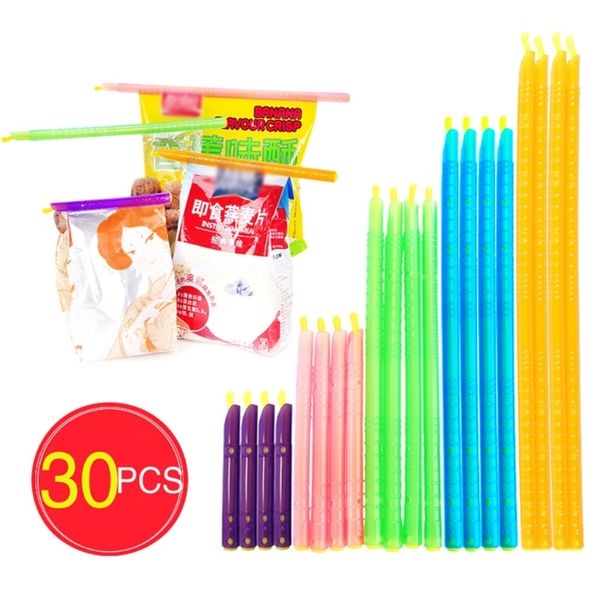 Clips de sac 30pcs 5 couleurs Scelller Sticks Portable Aliments Contaiteur Économiseur Plastique Scellant Fresh-Sheeping Clamp Rod 230131