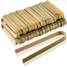 Clips para bolsas 80 piezas Mini pinzas de pan desechables de bambú 4 pulgadas tostadas para cocinar comida para servir 230131
