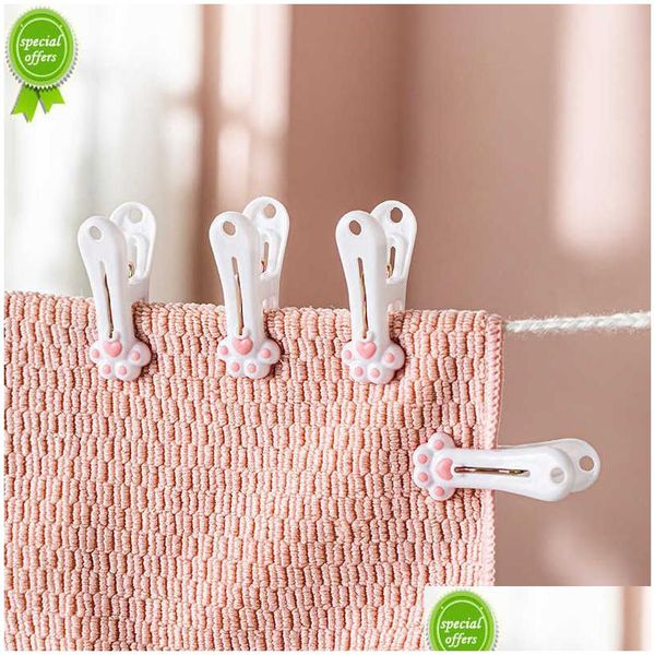 Clips De Sac Nouveau Mignon Chat Griffe Cintre Clip Coupe-Vent Vêtements Serviette Couette Pince Titulaire Pince À Linge Balcon Séchage Drap De Lit Er Pegs Drop Dhqet