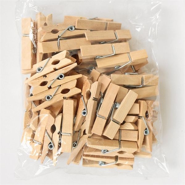 Clips de sac en gros très petite mine taille 30mm Mini bois naturel pour Po pince à linge artisanat décoration chevilles 50 pièces 230503