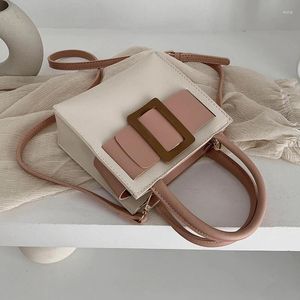 Sac Contraste Couleur Tote 2024 Fashion High Quality Pu Leather Deprener Femme's Handbag Lock Brounter Messenger Voyage