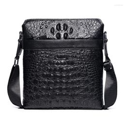 Sac motif Crocodile en cuir de vache véritable pour hommes, sacs à bandoulière, sacoche à épaule pour hommes, porte-documents