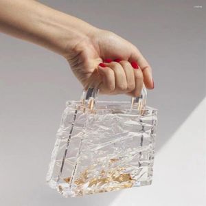 Bolsa de hielo triturado con mango portátil trapezoide de cadena Caja transparente acrílica