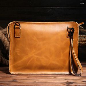 Tasontwerp Echt lederen herenaktentas Crazy Horse schouder Messenger handtas clutch portemonnee