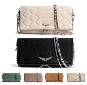 Sac Designer Rock Voltaire Swing Your Wings Zadig Sac à main fourre-tout pour femme Épaule Homme Chaîne d'aile en cuir véritable Portefeuille noir de luxe matelassé Cross Body CLU