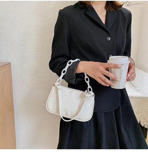 Bolso diseño elegante patrón de piedra bolsos de baguette suave pu cuero bolsos de mensajero femenino moda damas pequeñas axilas bolsas