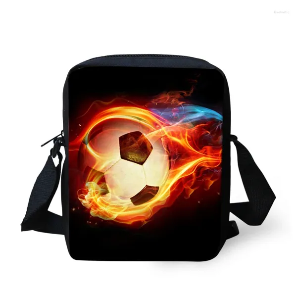 Sac ELVISWORDS Fire Foot-Ball imprimé bandoulière pour garçons filles école sacs à bandoulière décontracté petit messager Mochila Escolar