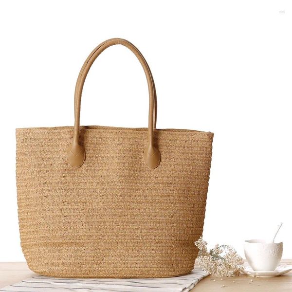 Bolso Estilo europeo y americano Paja Hombro Moda Simple Viaje Playa Tejido Mujer