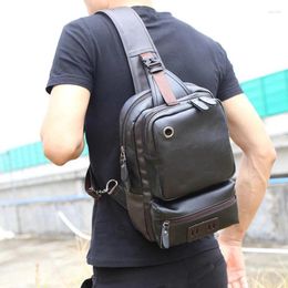 Bolso de moda para hombre, bolsos de mensajero, mochila informal, bandolera pequeña, bandolera de un solo hombro, mochila Vintage de cuero PU para hombre