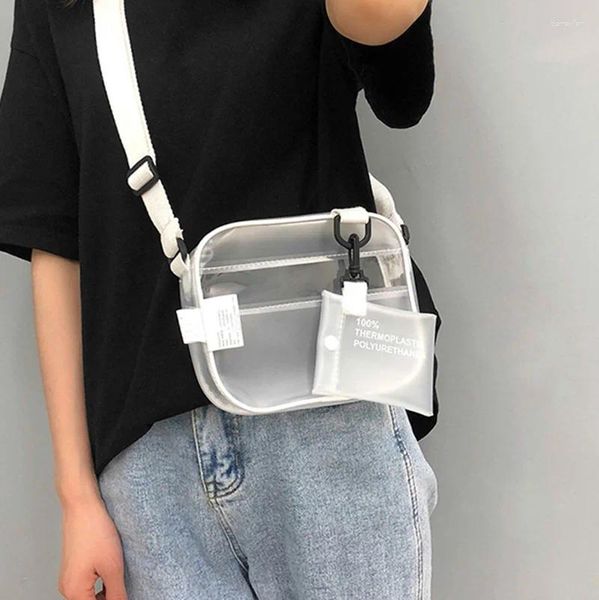 Sac à main en PVC Transparent unisexe, sac à bandoulière en gelée, petits sacs pour téléphone avec porte-carte, larges bretelles, rabat