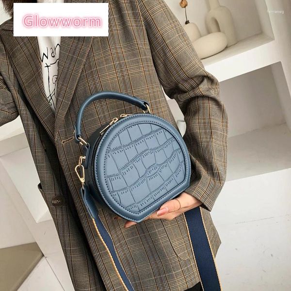 Sac Fashion Stone Pattern Round Sacs pour les femmes 2024 Luxury Handbags Designer Pu Leather dames épaule crossbody