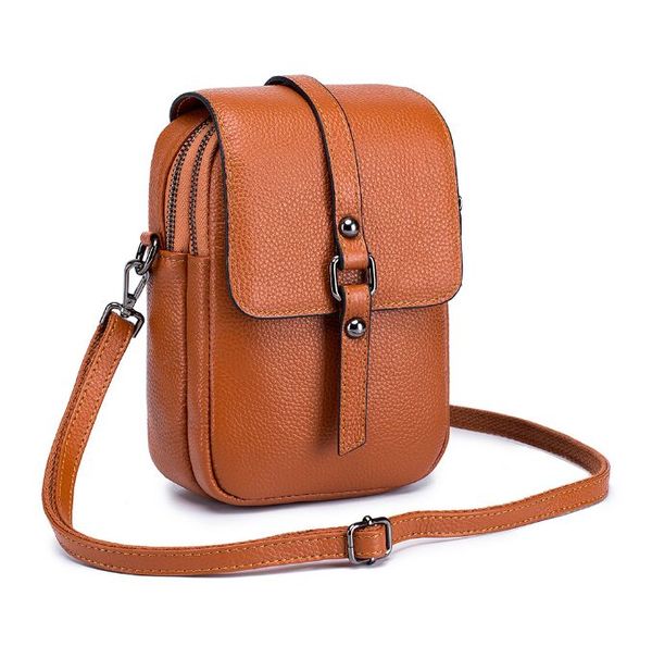 Sac pour femmes téléphone portable sac à main Smartphone portefeuille bandoulière sac à main en cuir véritable décontracté solide sacs à bandoulière