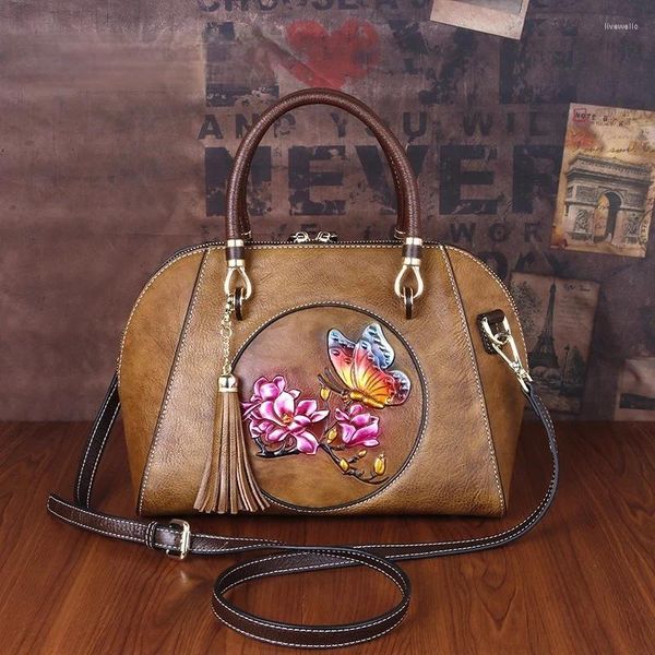 Sac de sac en cuir véritable sac à main de luxe rétro pour femmes sacs 2024 Handmade Ballosing Grand Capacité à bandoulière