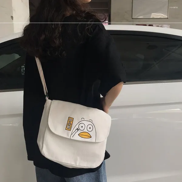 Sac French Cute Duck Print Student and Teacher Book Travel Rangement One épaule Tote Shopping Sac en cuir pour femmes.